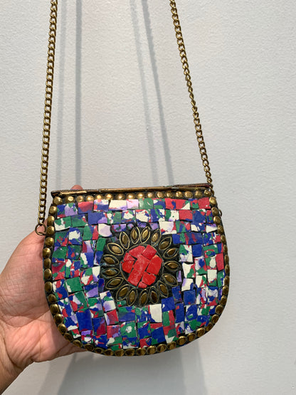 Bohemian style handcrafted metal / Brass Clutch #90722