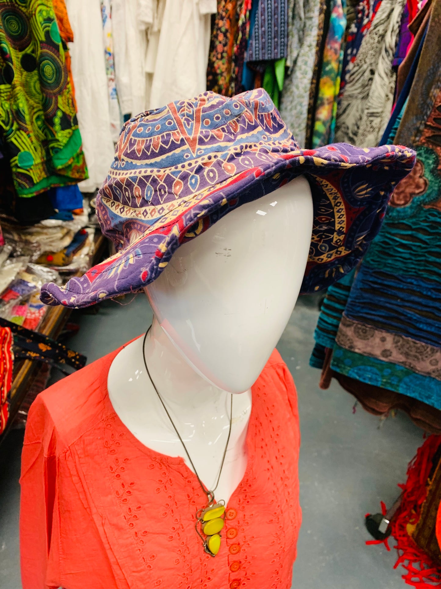 BOHO STYLE HANDCRAFTED REVERSIBLE MANDALA SUN HATS #8460