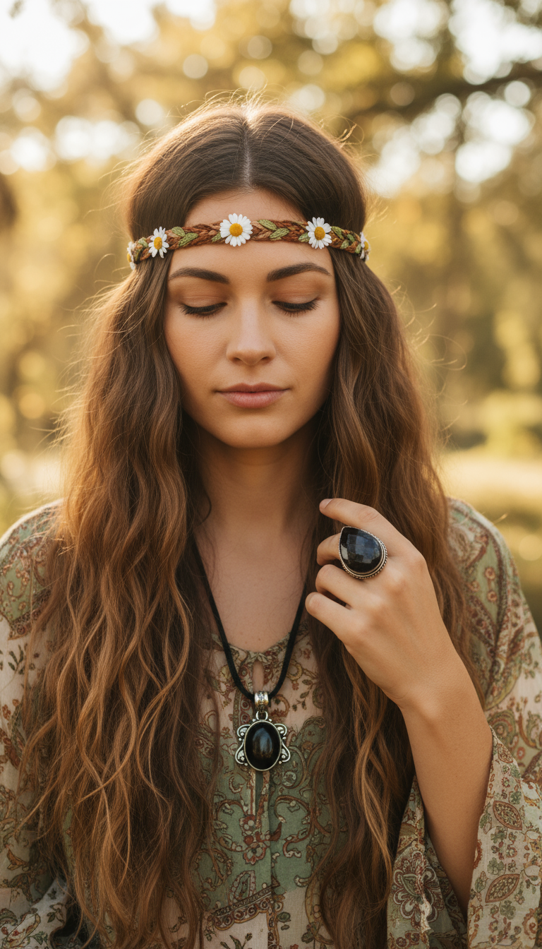 Bohemian style handcrafted natural Stone Pendant # 4077