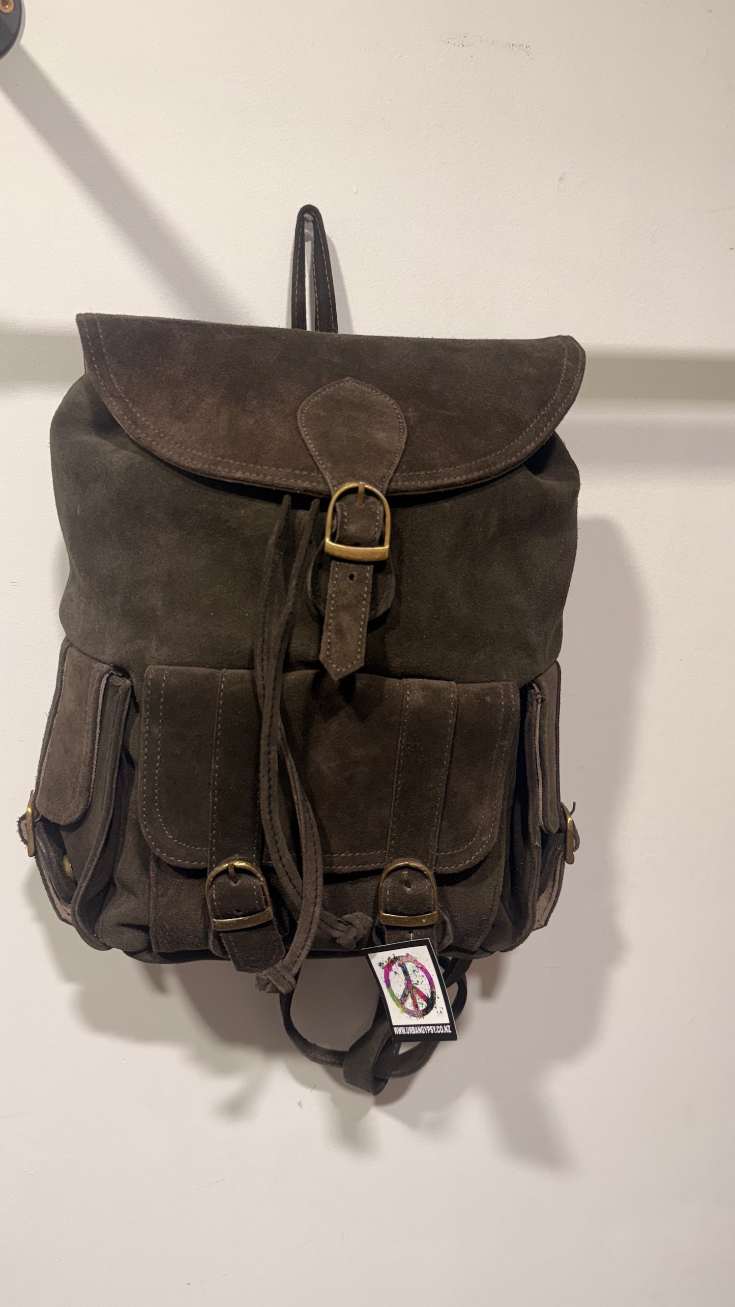 Bohemian style handcrafted Genuine leather Backpack  #5596