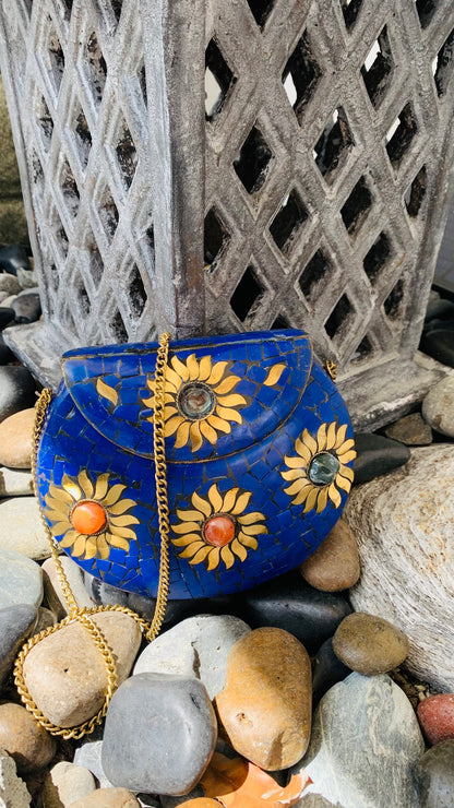 Bohemian style handcrafted metal / Brass Clutch CLEARANCE #90272