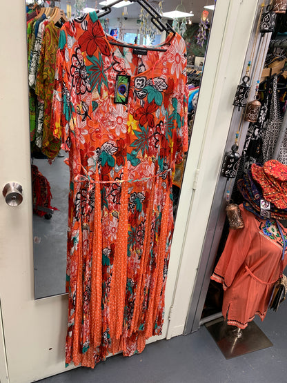 BOHEMIAN STYLE HANDCRAFTED MAXI CRINKLE DRESS #56256