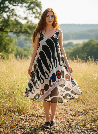 Bohemian handcrafted Flowy Georgette dress # DRE3277