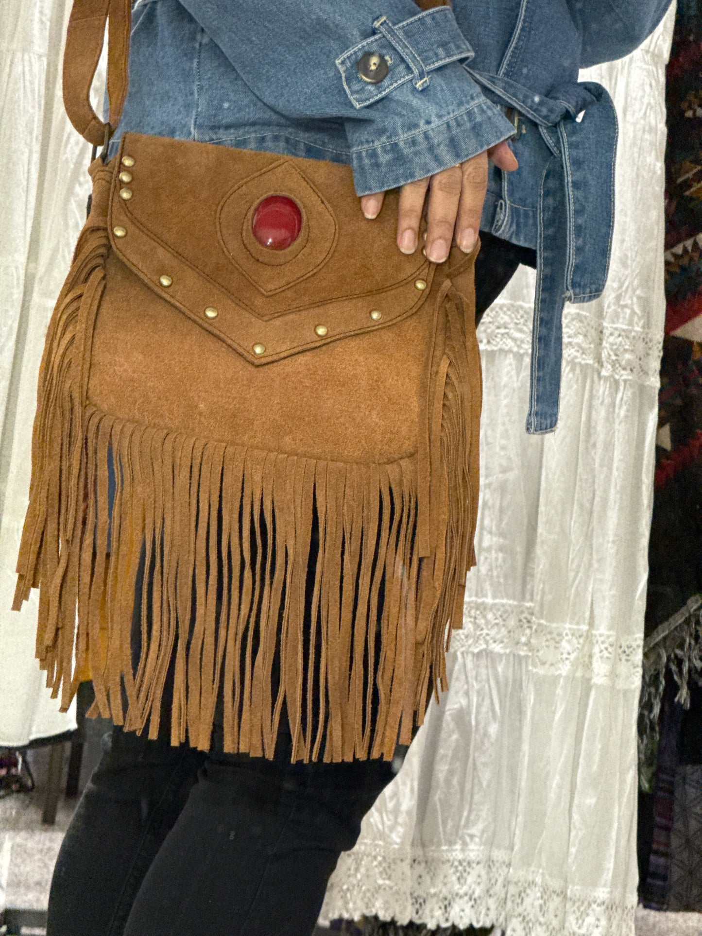 HANDCRAFTED FRIENDSHIP SUEDE LEATHER BAG #LEA552
