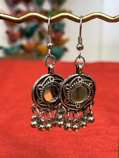 BOHEMIAN HANDCRAFTED DANGLE MIRROR EARRINGS #EAR142