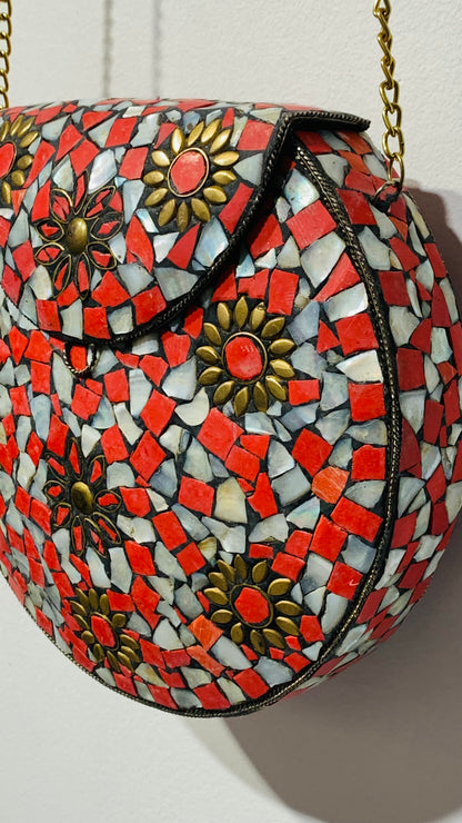 Bohemian style handcrafted metal / Brass Clutch # 875