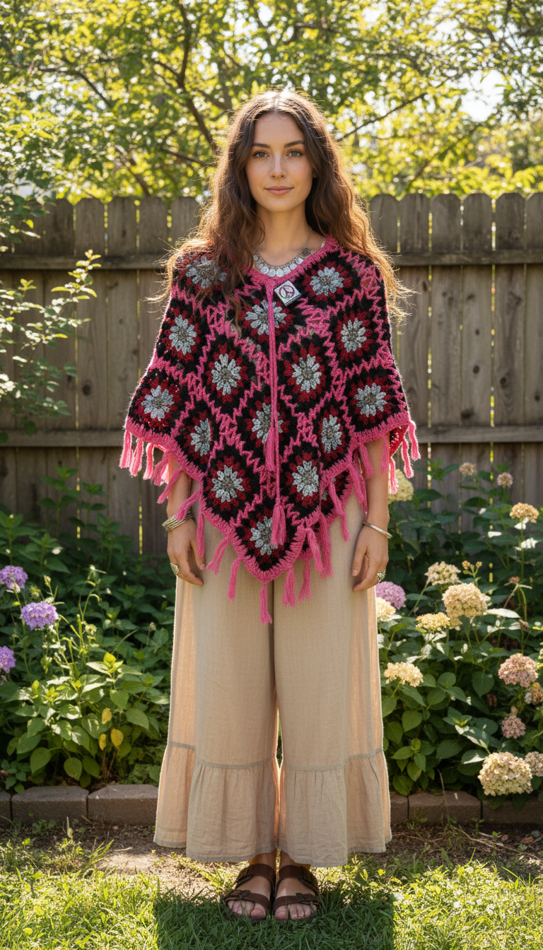 Handcrafted Crochet poncho #33