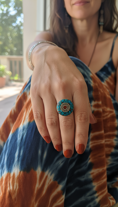 Bohemian style handcrafted Tibetan ring #400