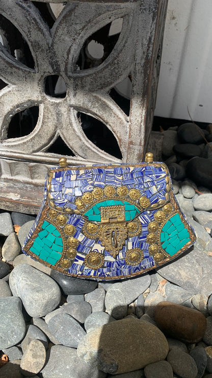 Bohemian style handcrafted metal / Brass Clutch CLEARANCE #90277