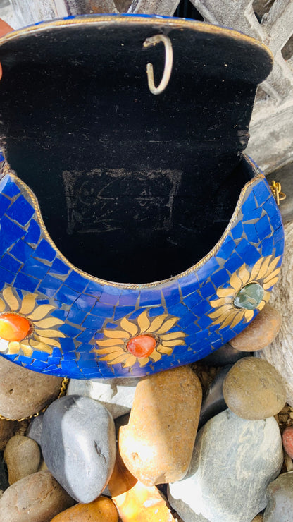 Bohemian style handcrafted metal / Brass Clutch CLEARANCE #90272