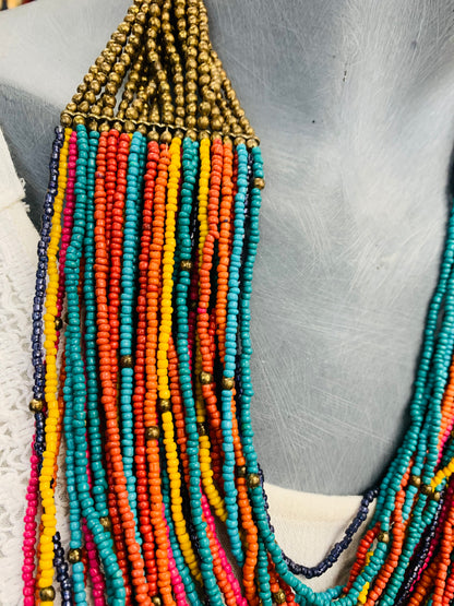 BOHEMIAN STYLE HANDCRAFTED RAINBOW BEADS NECKLACE #NECK26