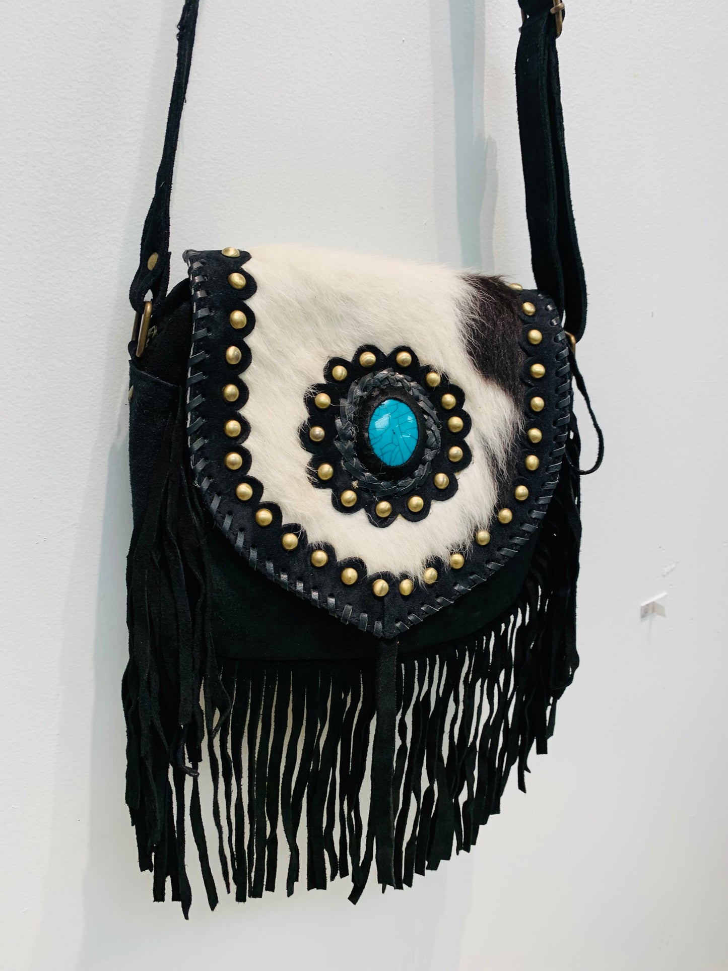 BOHEMIAN STATEMENT HANDCRAFTED GENUINE SUEDE LEATHER BAG #LEA1025