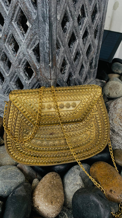CLEARANCE!!  Bohemian style handcrafted metal / Brass Clutch #90620