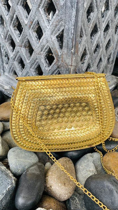CLEARANCE!!  Bohemian style handcrafted metal / Brass Clutch #90620