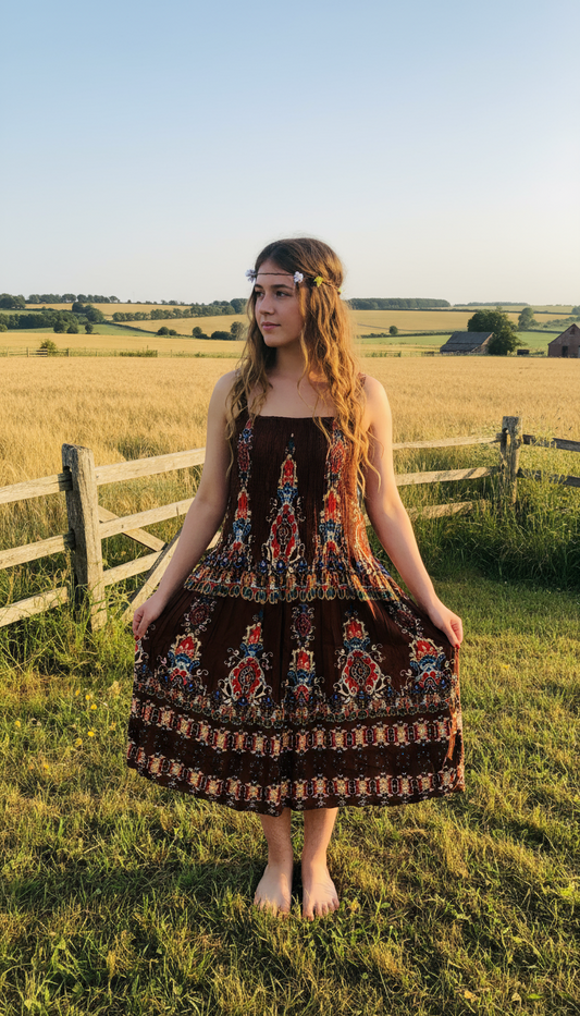 BOHEMIAN STYLE HANDCRAFTED DRESS #1255