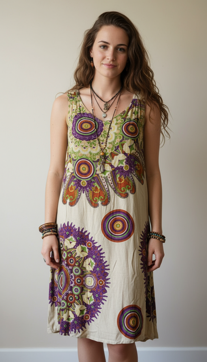 Bohemian style handcrafted Midi dress #46261