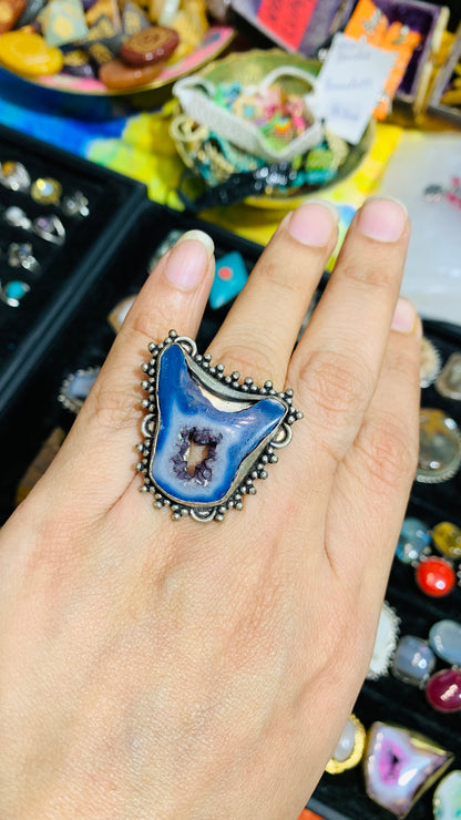 Bohemian handcrafted Stone ring #566