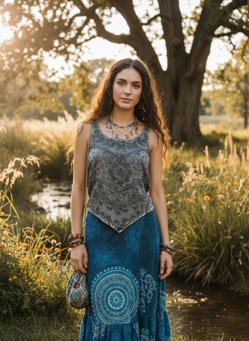 Bohemian Handcrafted Crop Top #CRTOP106