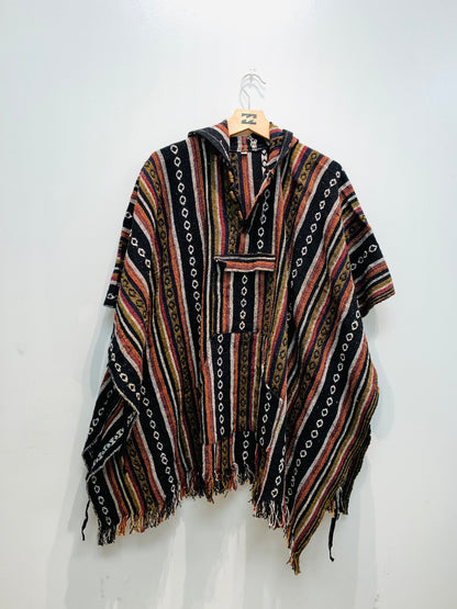 Boho handcrafted Hoodie UNISEX Gheri/ Dari poncho #60”