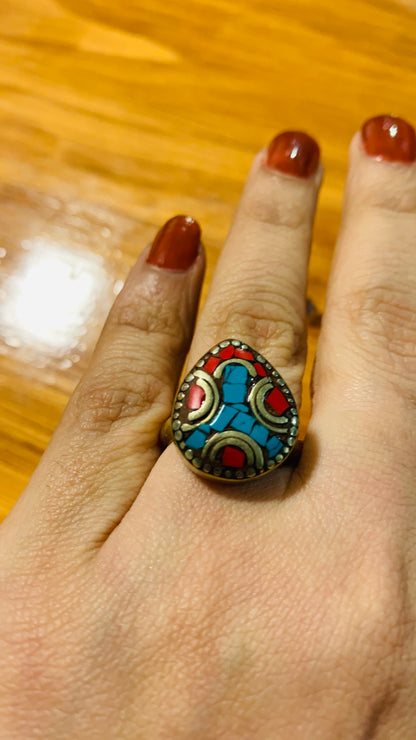 Bohemian style handcrafted Tibetan ring #400