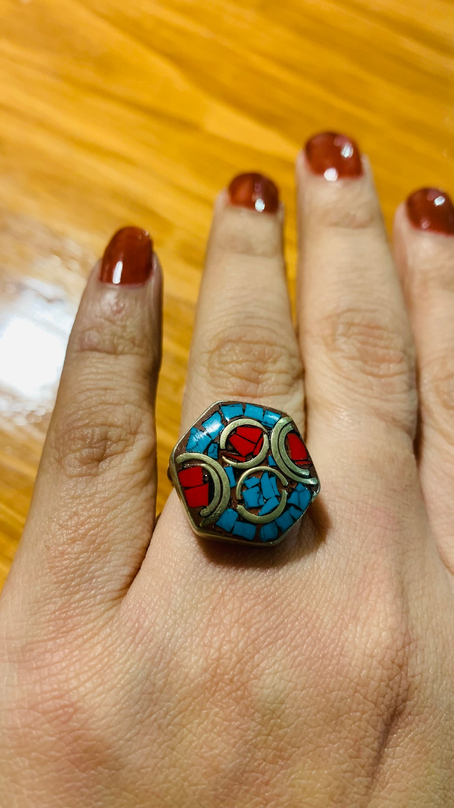Bohemian style handcrafted Tibetan ring #400