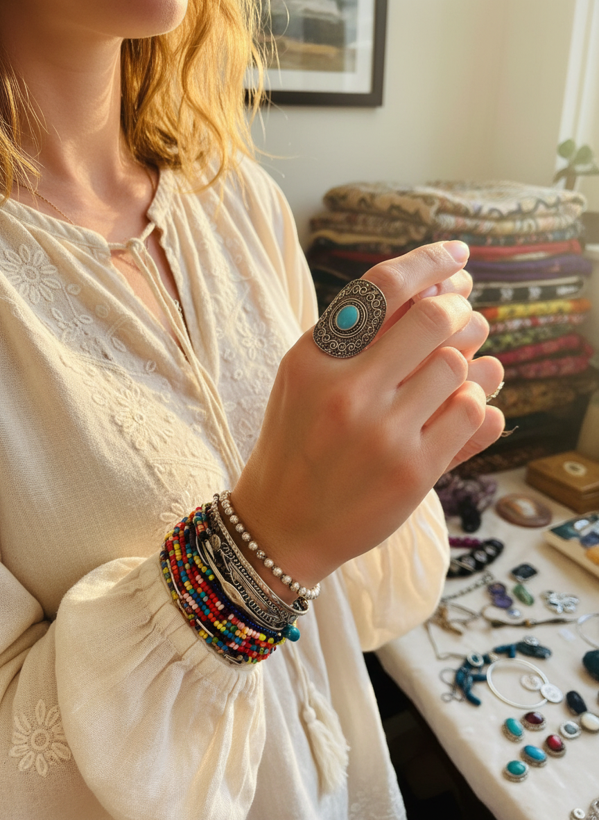 Handcrafted Natural stones ring # RIN2134