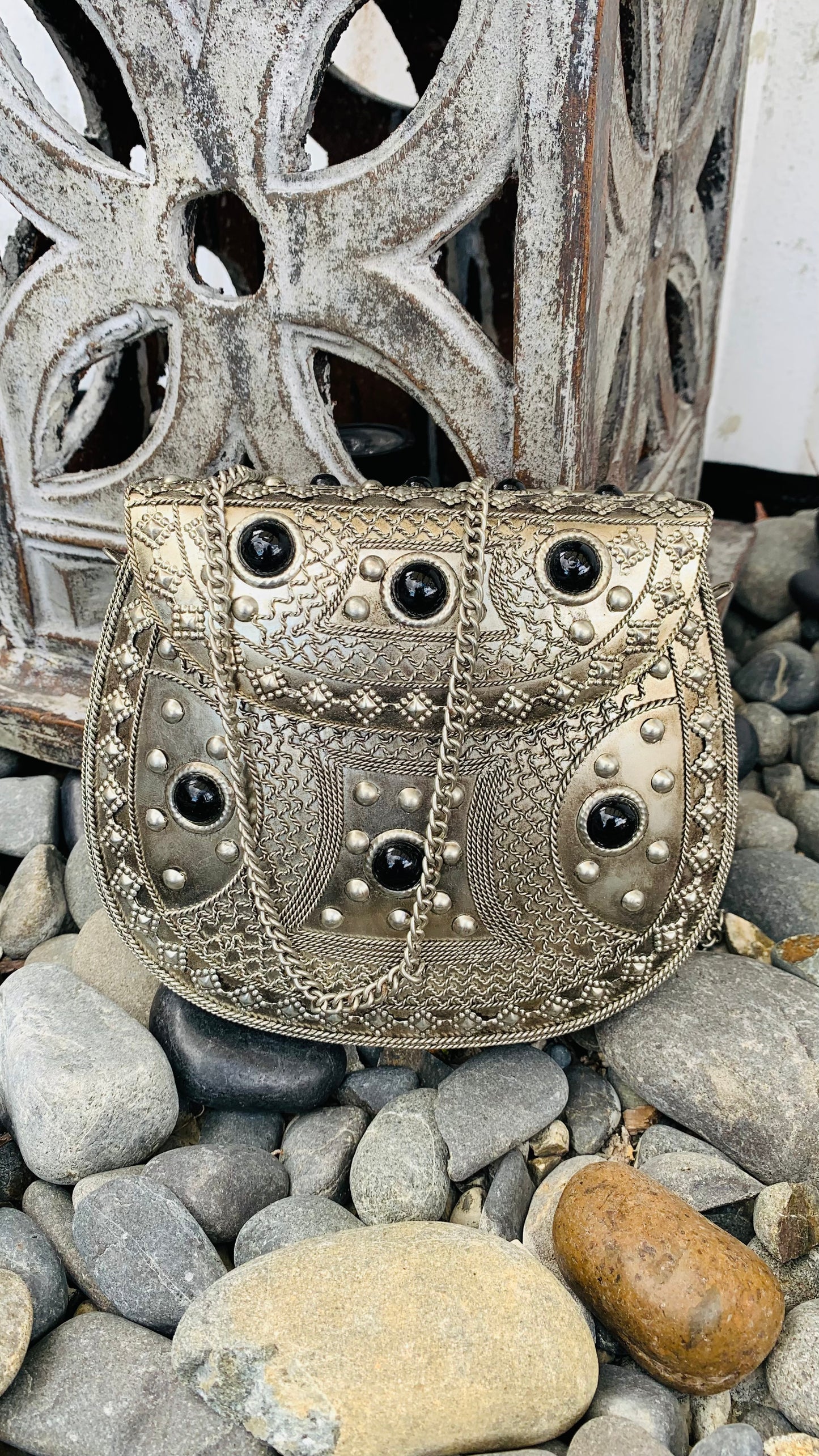 CLEARANCE!!  Bohemian style handcrafted metal / Brass Clutch #90621