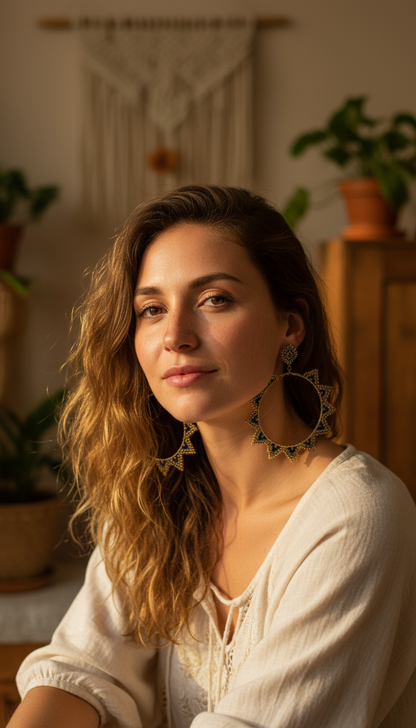 BOHEMIAN HANDCRAFTED HOOP EARRINGS #EAR158