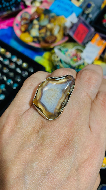 Bohemian handcrafted Stone ring #565