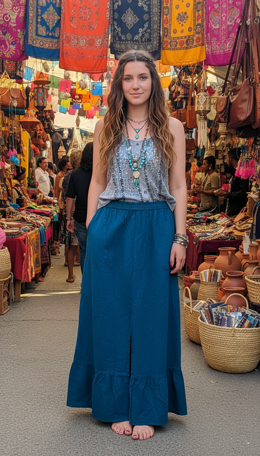 BOHEMIAN STYLE HANDCRAFTED LONG SKIRT # LONSK222
