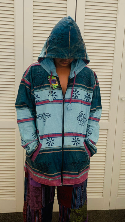 Handcrafted cotton Unisex Hoodie Kurta / Shirt # 75447