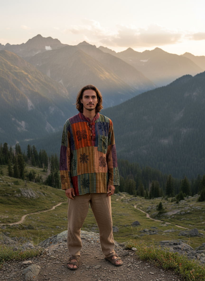 Bohemian handcrafted cotton patchwork Kurta # KURT618