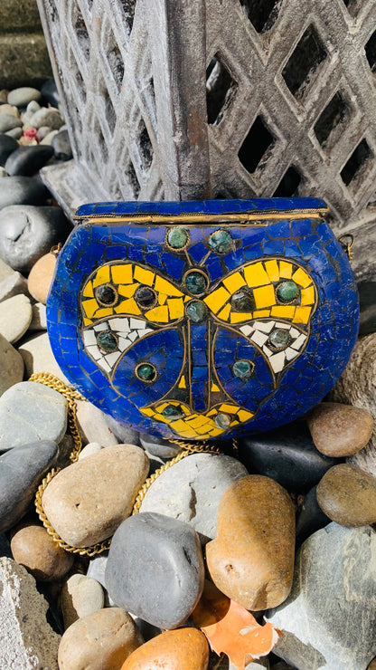 Bohemian style handcrafted metal / Brass Clutch CLEARANCE #90272