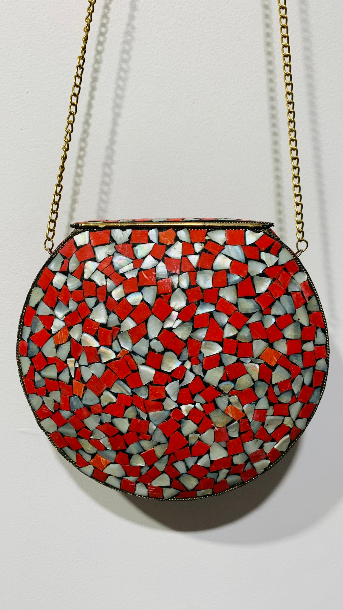 Bohemian style handcrafted metal / Brass Clutch # 875