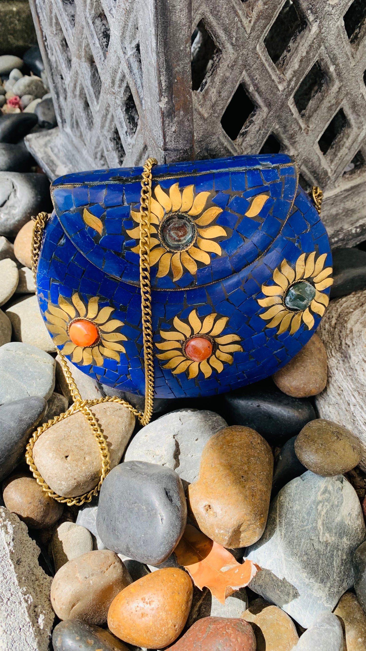 Bohemian style handcrafted metal / Brass Clutch CLEARANCE #90272