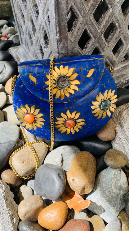 Bohemian style handcrafted metal / Brass Clutch CLEARANCE #90272