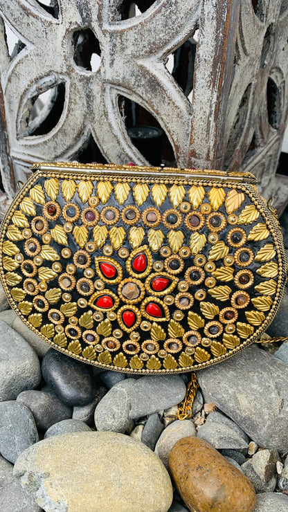 Bohemian style handcrafted metal / Brass Clutch CLEARANCE #90274