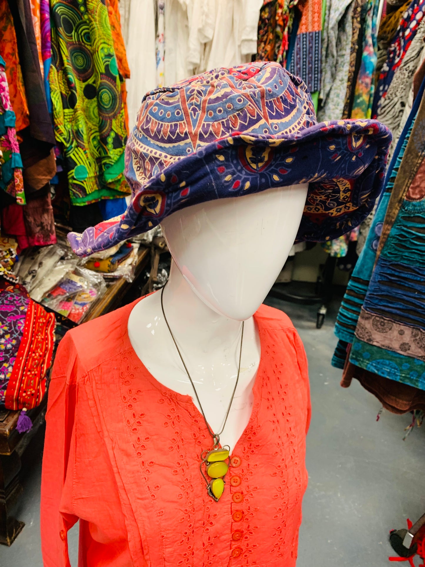 BOHO STYLE HANDCRAFTED REVERSIBLE MANDALA SUN HATS #8460