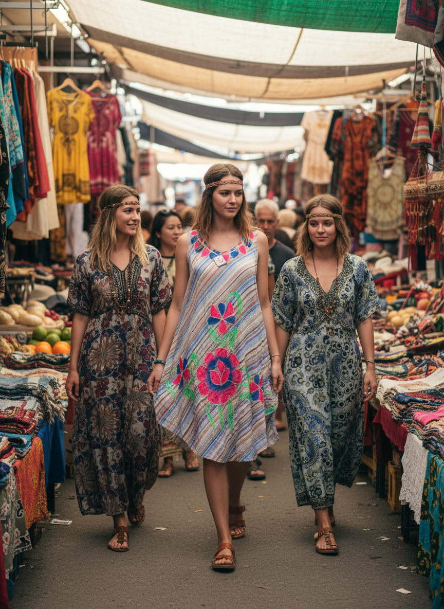 Bohemian style handcrafted Flowy dress #DRE327