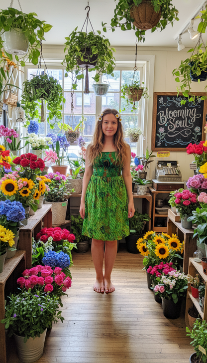 Bohemian style handcrafted Pixie dress #7851