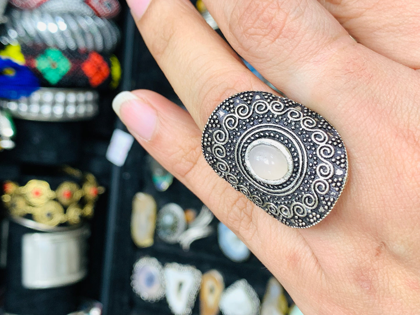 Handcrafted Natural stones ring # RIN2134