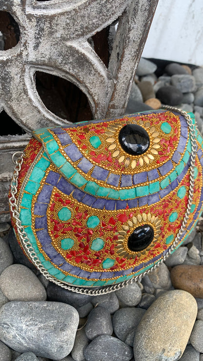 Bohemian style handcrafted metal / Brass Clutch CLEARANCE #90273