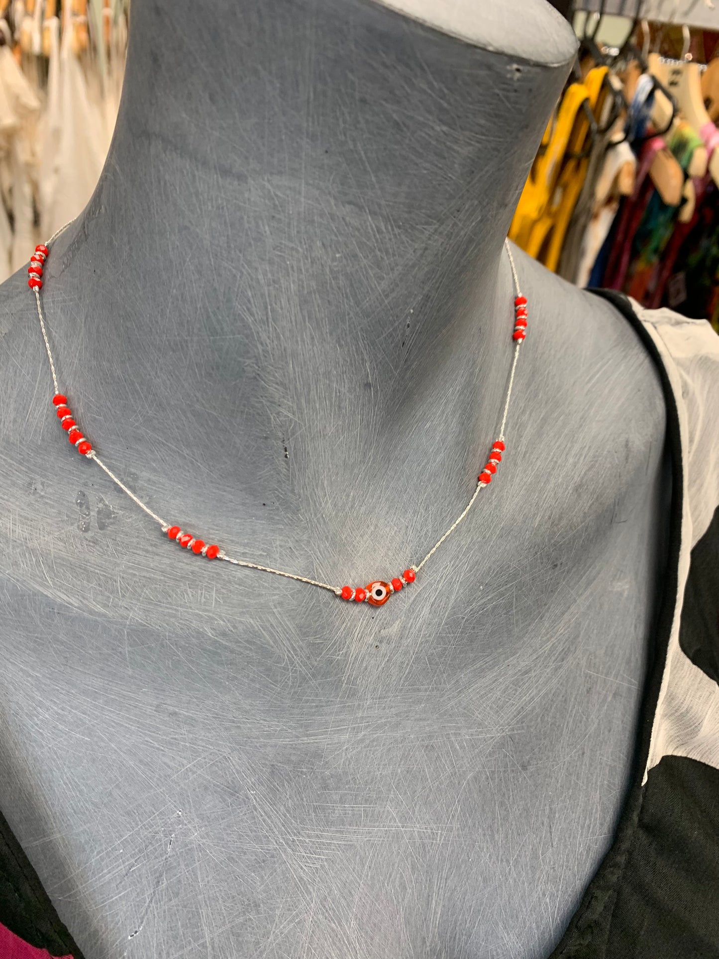 BOHEMIAN STYLE HANDCRAFTED EVIL EYE BEADS NECKLACE #NECK21