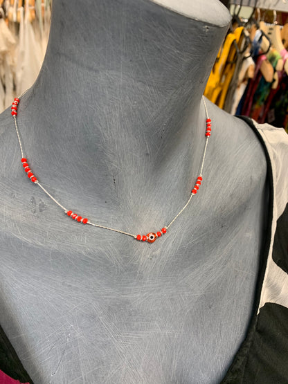 BOHEMIAN STYLE HANDCRAFTED EVIL EYE BEADS NECKLACE #NECK21