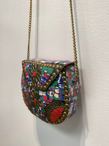 Bohemian style handcrafted metal / Brass Clutch #90722