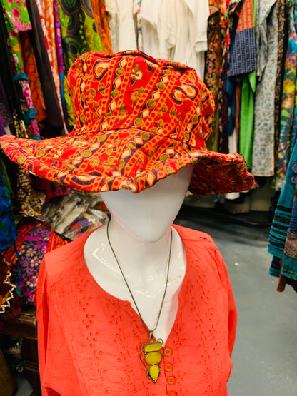 BOHO STYLE HANDCRAFTED REVERSIBLE MANDALA SUN HATS #8462