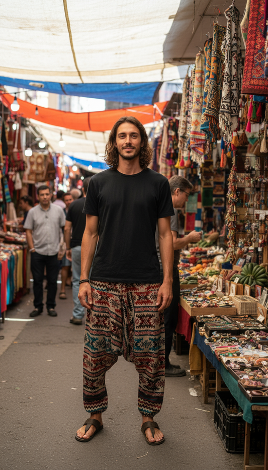 HANDCRAFTED  WARM  DROP CROTCH PANTS #665561