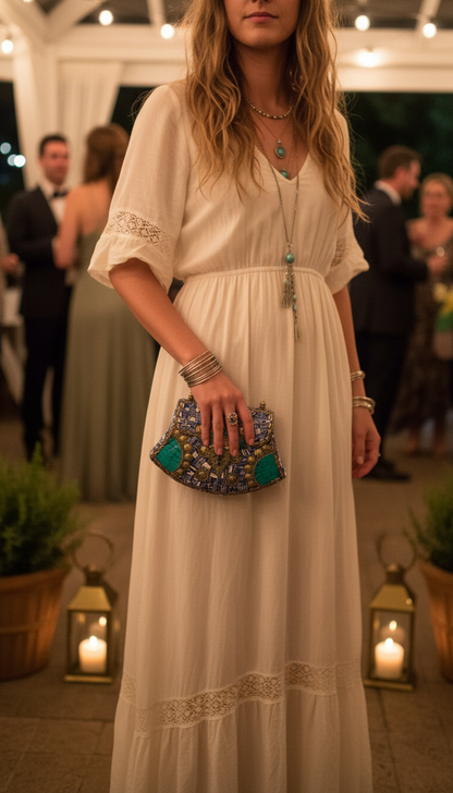 Bohemian style handcrafted metal / Brass Clutch CLEARANCE #90277