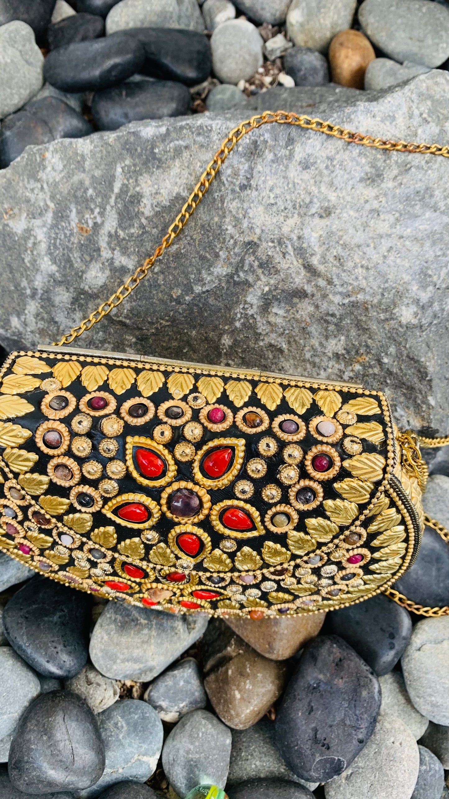 Bohemian style handcrafted metal / Brass Clutch CLEARANCE #90274