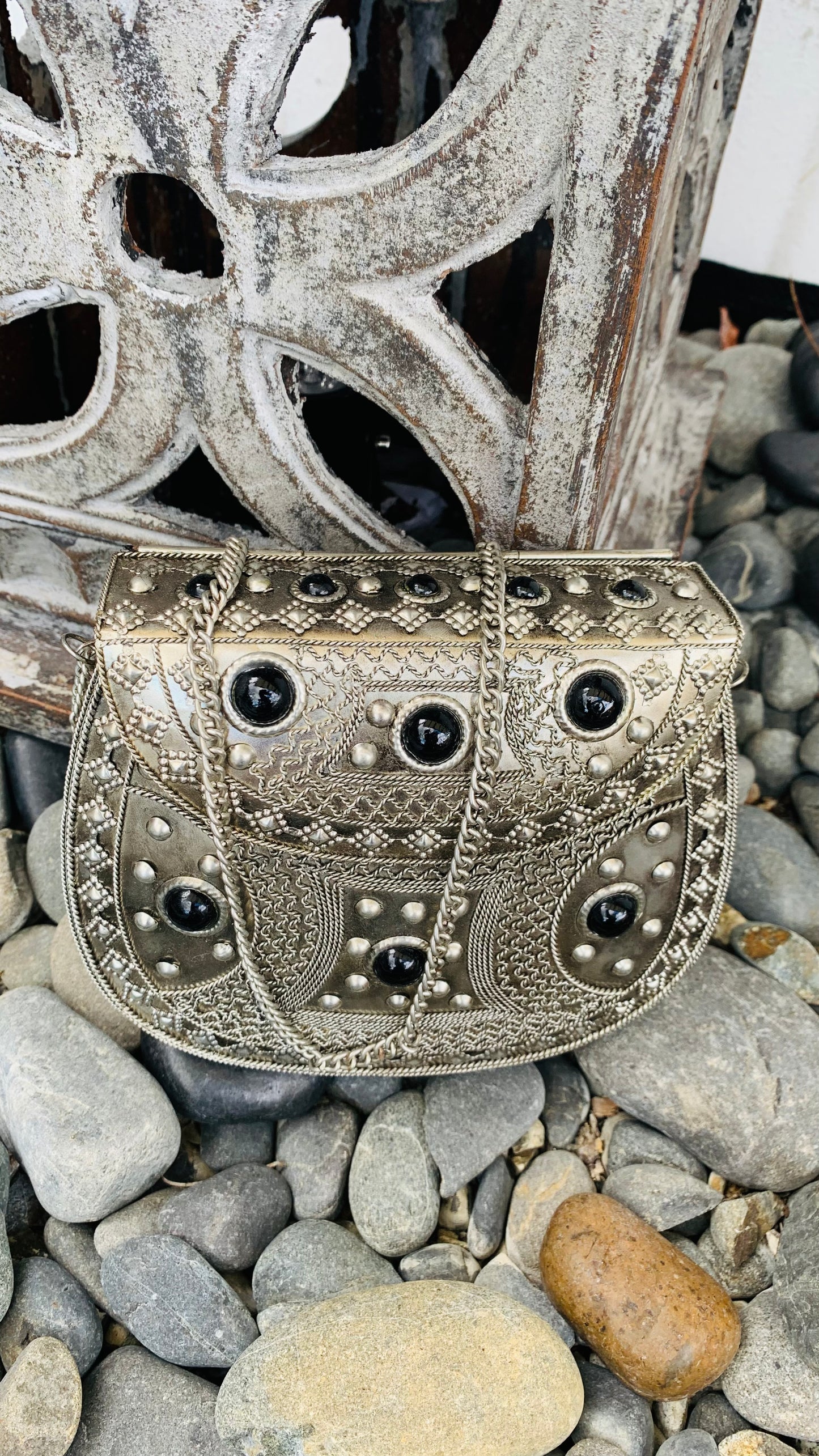 CLEARANCE!!  Bohemian style handcrafted metal / Brass Clutch #90621